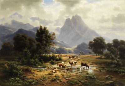 Mountain Landscape by Heinrich Hofer
